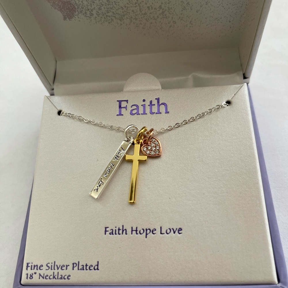 Grace & Gratitude Faith Hope Love 3 tone pendant